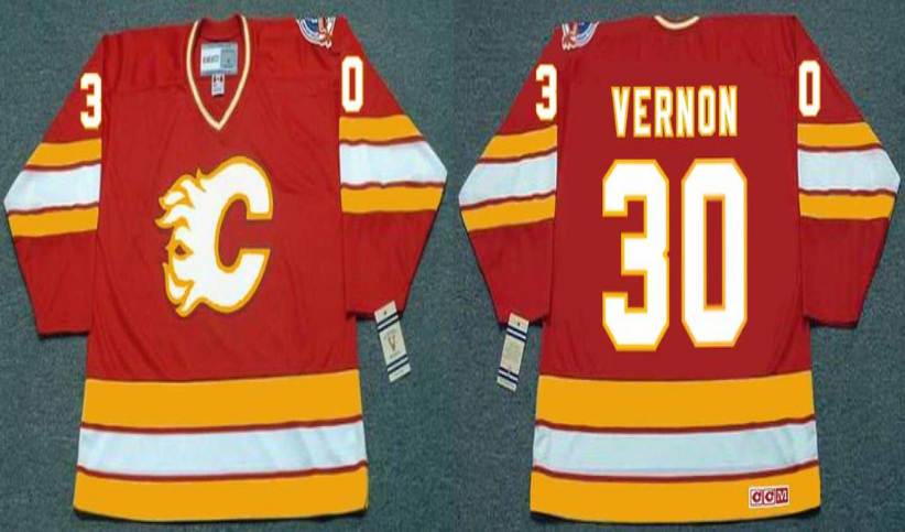 2019 Men Calgary Flames 30 Vernon red CCM NHL jerseys